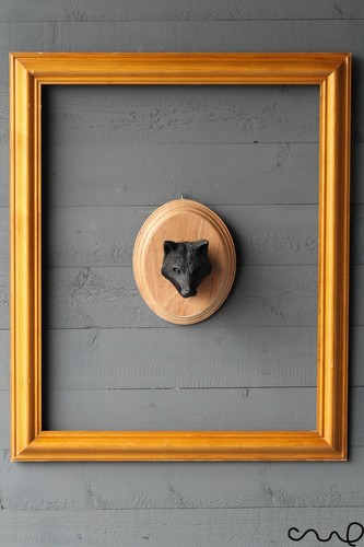 Handmade black resin fox - handmade,